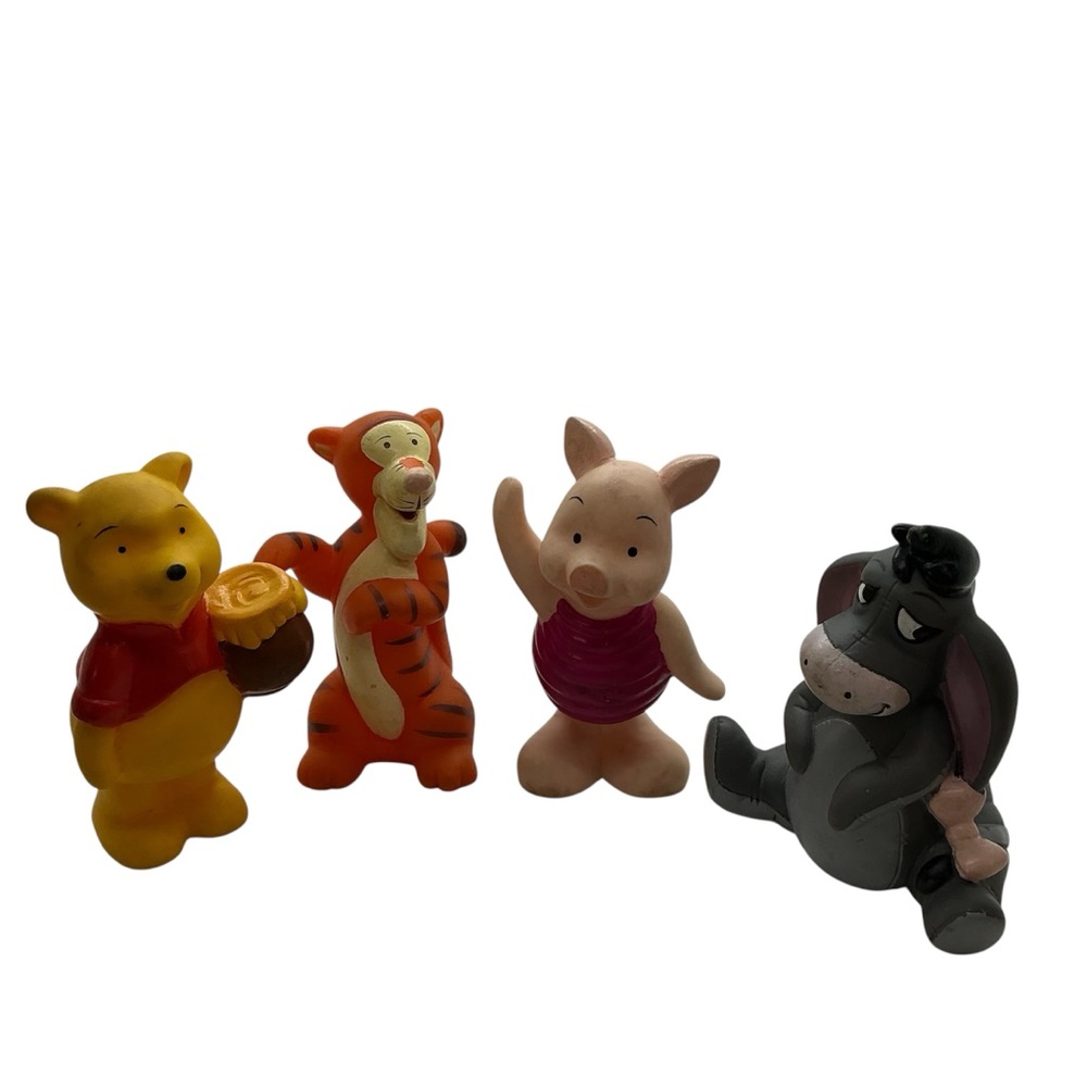 Walt Disney Winnie The Pooh Piglet Eeyore & Tigger Rubber Squeaky Toys 4 Pieces